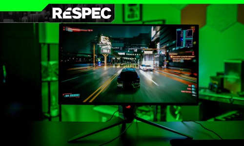 Cyberpunk 2077 running on a gaming monitor.